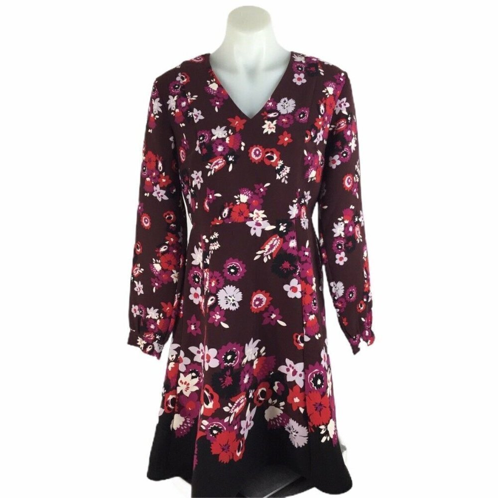 Ann Taylor Factory Flare Shirt Dress Vino Floral